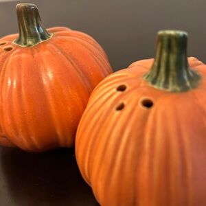 Vintage 80’s Bisque Hand Painted Pumpkin Salt and Pepper Shakers